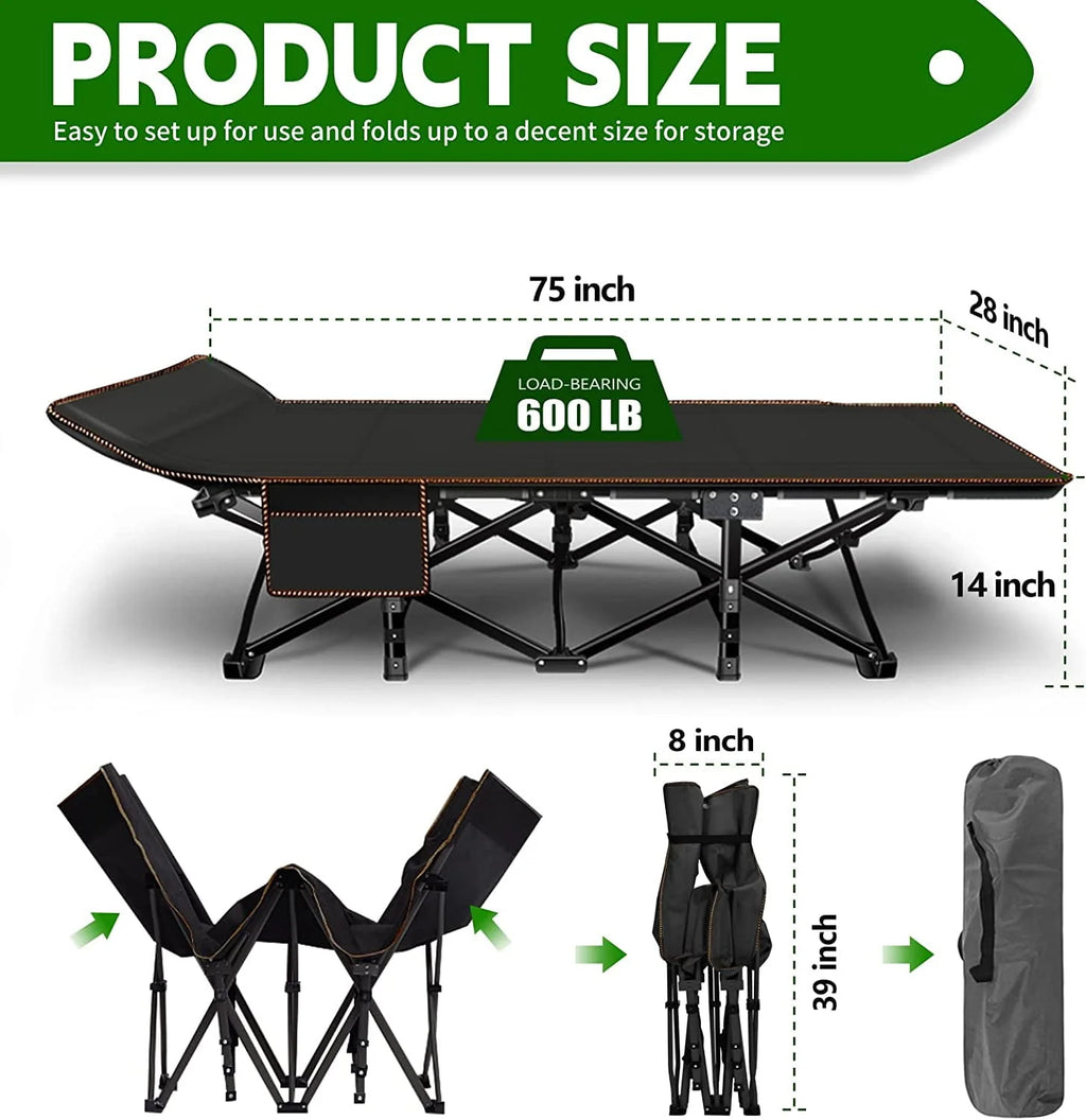 2 Pack Folding Camping Cot with Mattress and Carry Bag J773