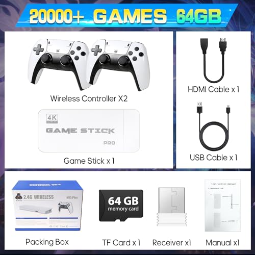 64GB Retro Game Stick with 2 Wireless Controllers X7800