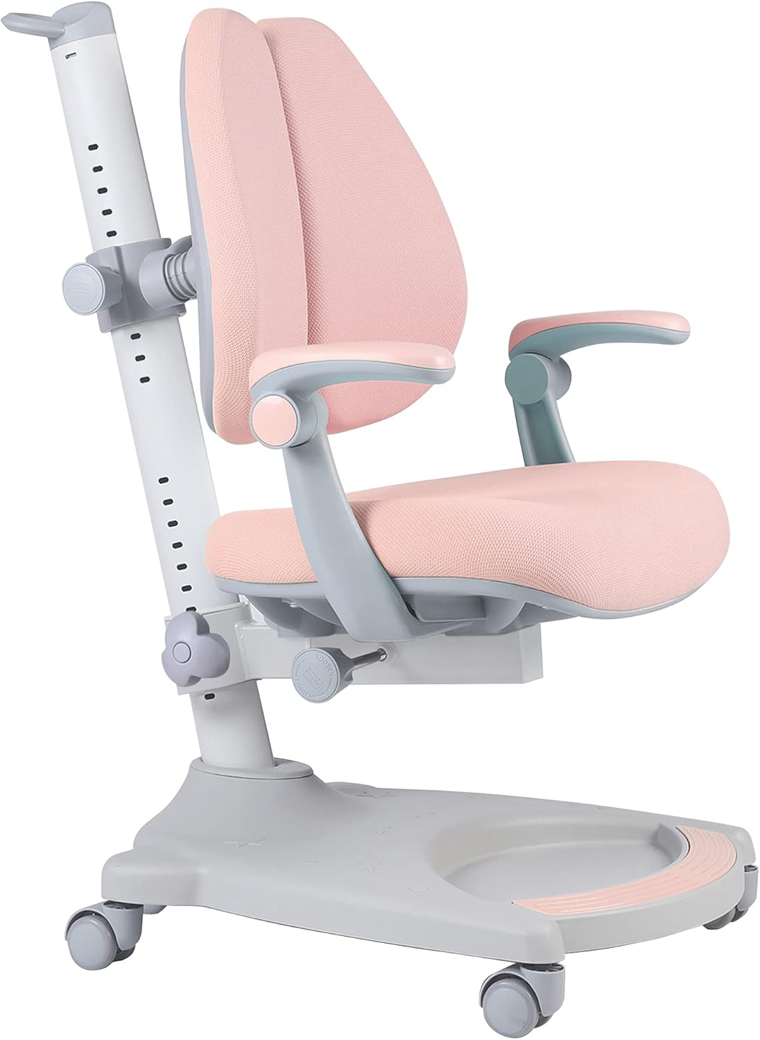 Ergonomic Kids Desk Chair, Adjustable Height and Seat Depth, Pink+White P7655