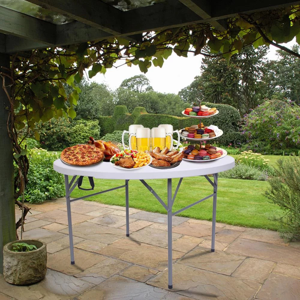 48" Round White Folding Plastic Table O541528