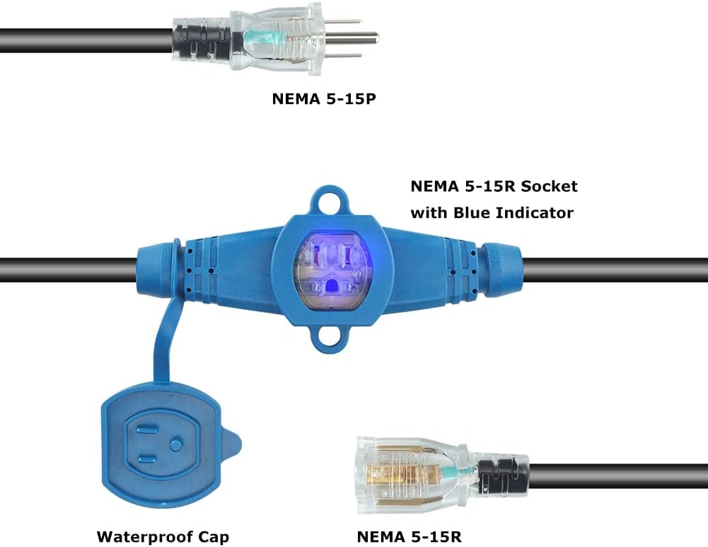 50 Feet 7 Outlet Extension Cord with Led Indicator B44634