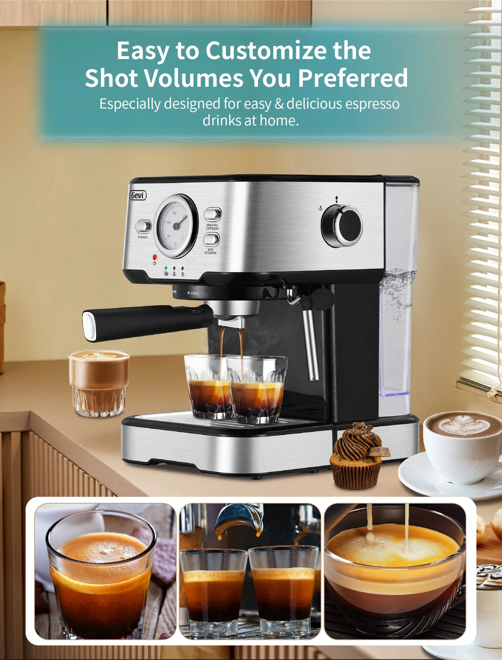 15 Bar Espresso Machine with Steamer D556762