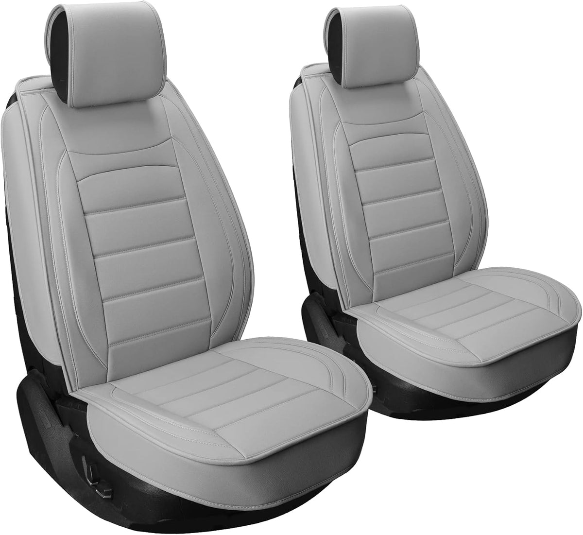 Black 2Pcs Waterproof Leatherette Car Seat Covers I467412