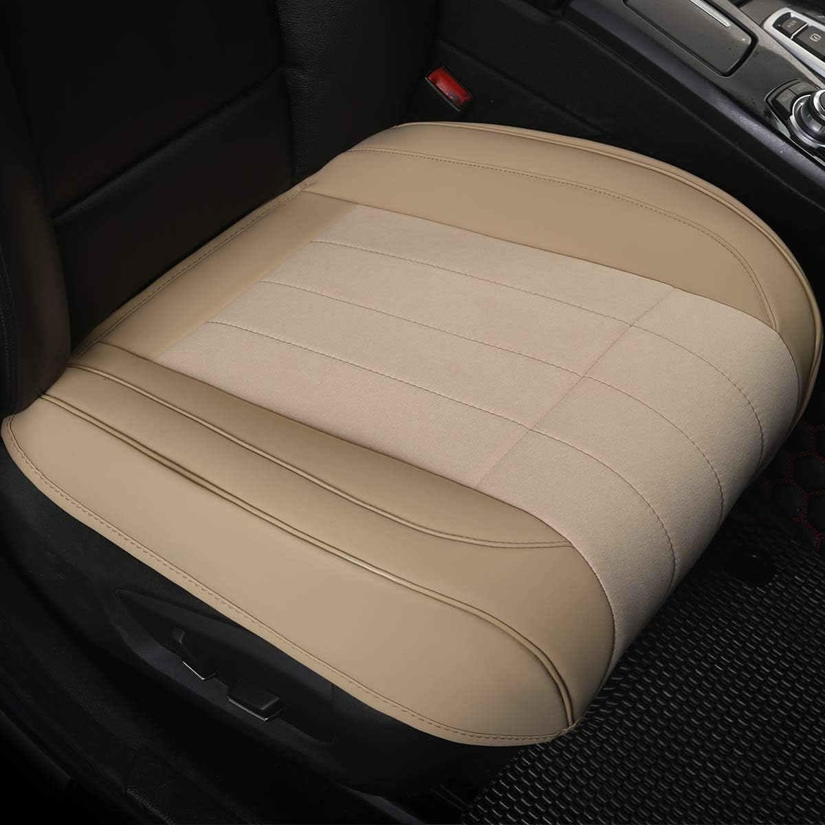 Beige-Tan PU Leather Car Seat Cover Bottom, 1pcs P15351