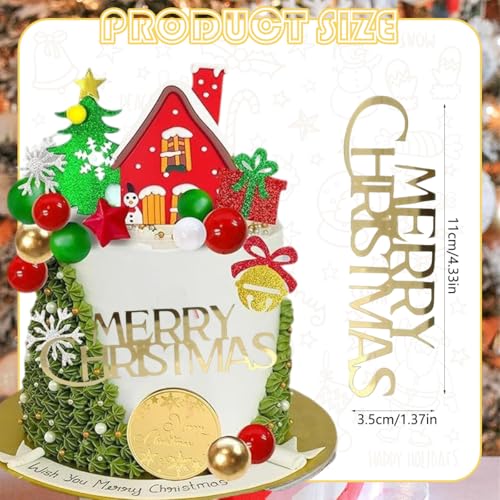 10Pcs Christmas Cake Toppers Acrylic Mirror Gold Silver C778