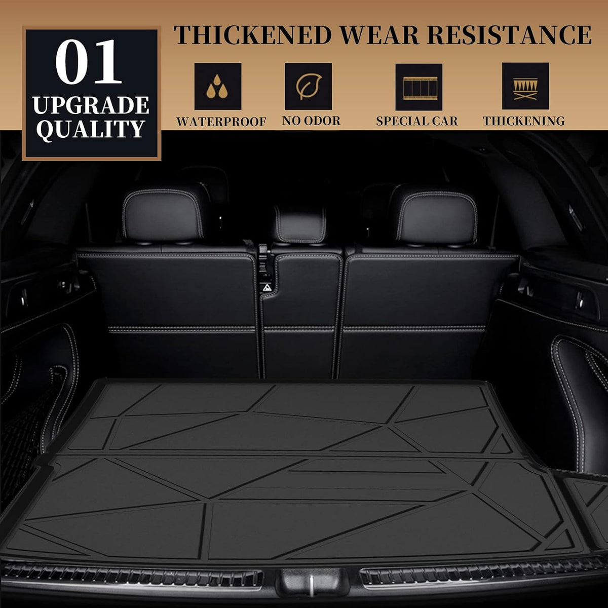 Black TPO All Weather Heavy Duty Waterproof Rear Cargo Tray Trunk Floor Mat Protector N900498