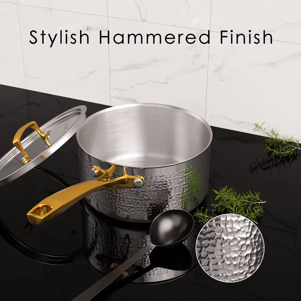 Tri-Ply Stainless Steel Hammered Cookware Set P888