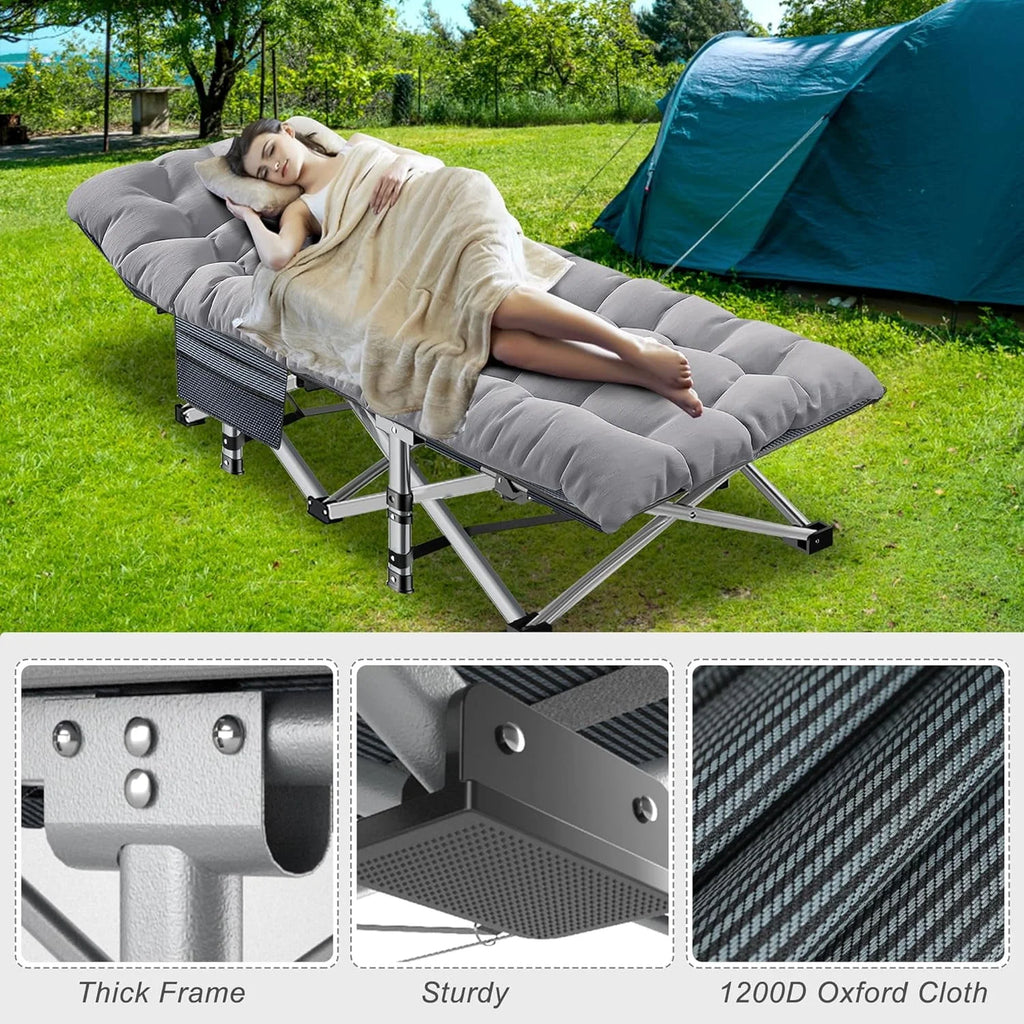 2 Pack Folding Camping Cot with Mattress and Carry Bag J773