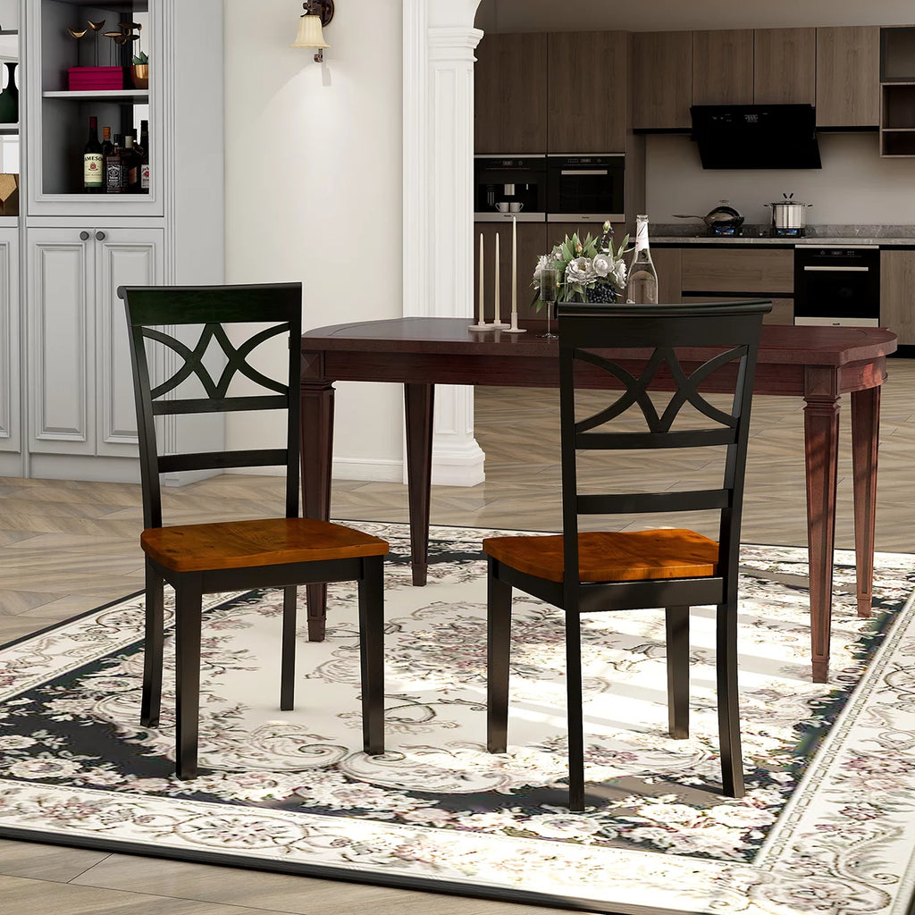 Black and Cherry Wood Dining Chairs, Set of 2 R718