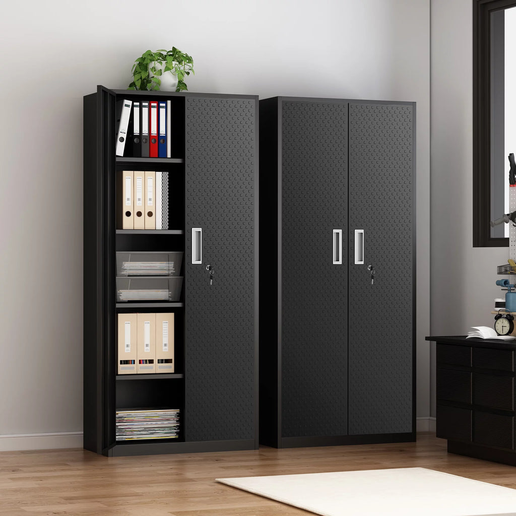Tall Metal Storage Garage Cabinets with Locking Doors and 4 Adjustable Shelves S357741