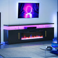 79" TV Stand with Electric Fireplace and Storage Cabinet E948
