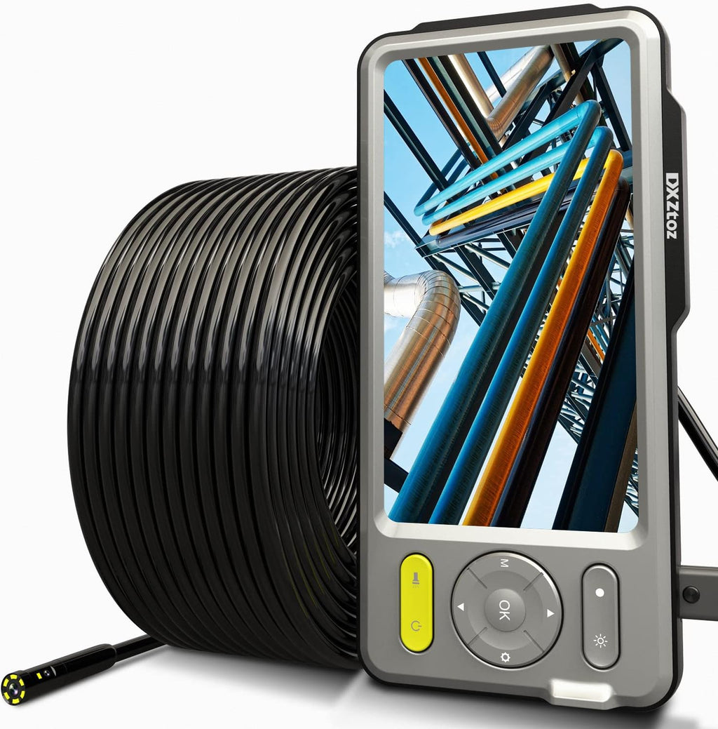 50FT Dual-Lens Industrial Endoscope 5'' IPS Screen Waterproof Camera with Light J18487