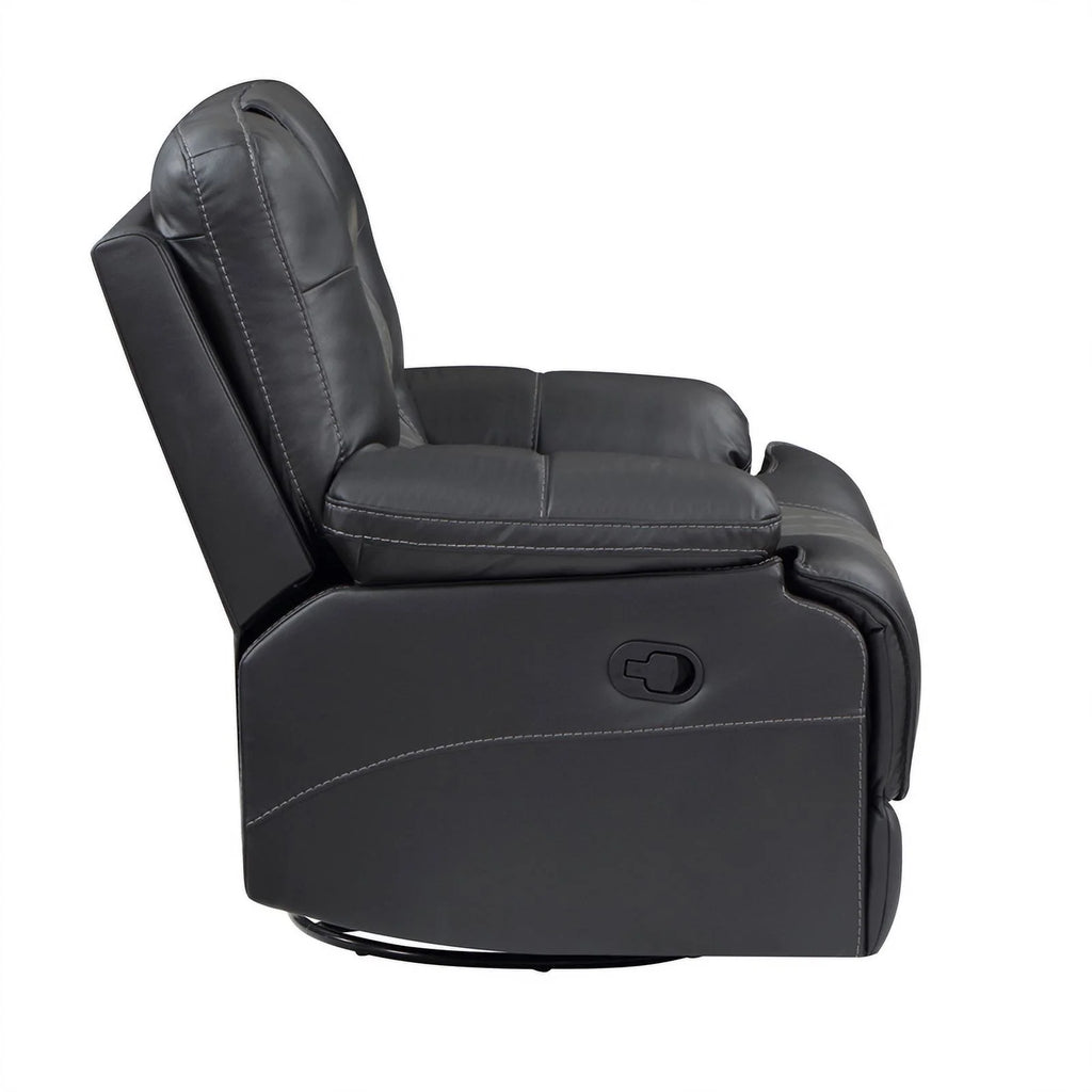 Gray Faux Leather Swivel Glider Reclining Chair K161