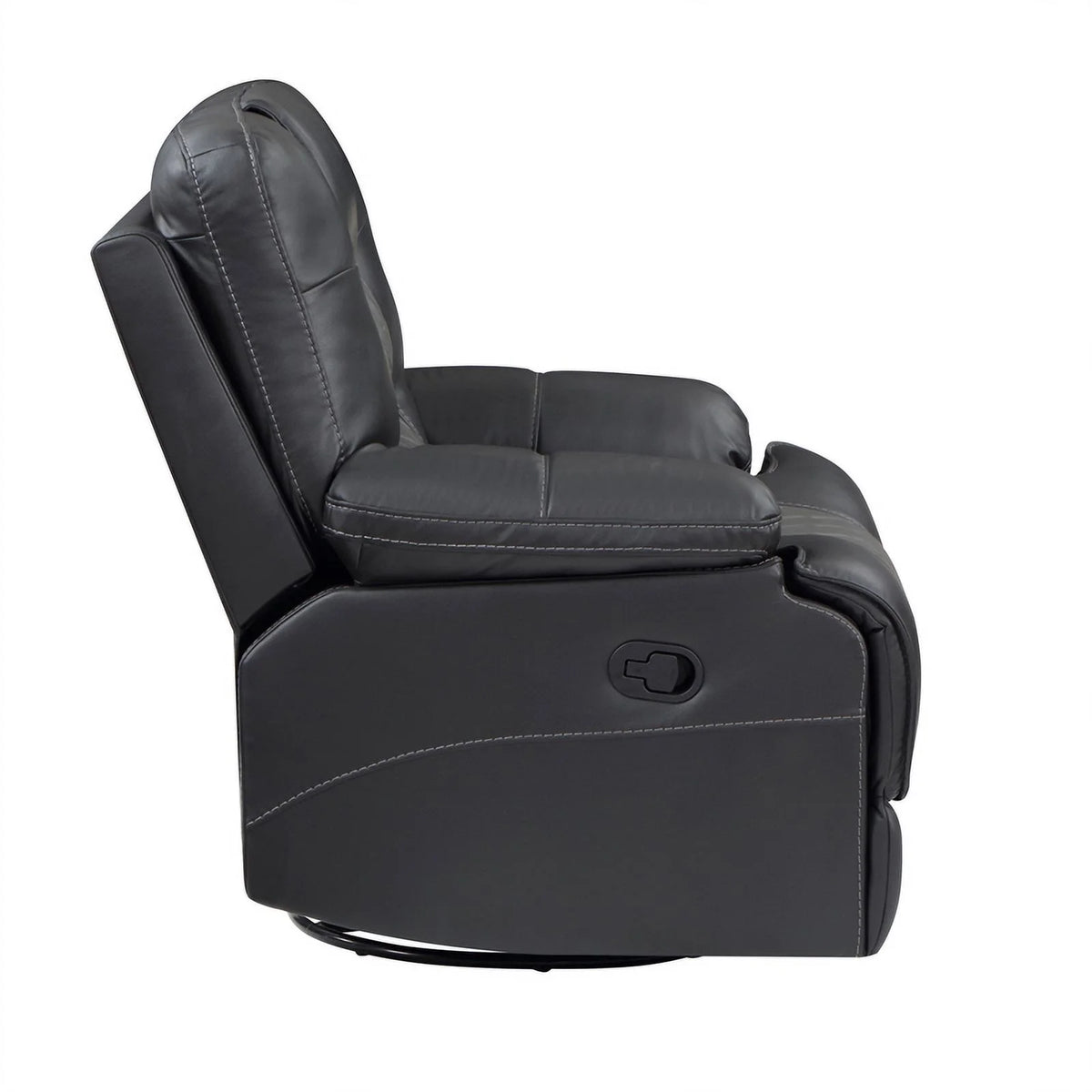 Gray Faux Leather Swivel Glider Reclining Chair K161