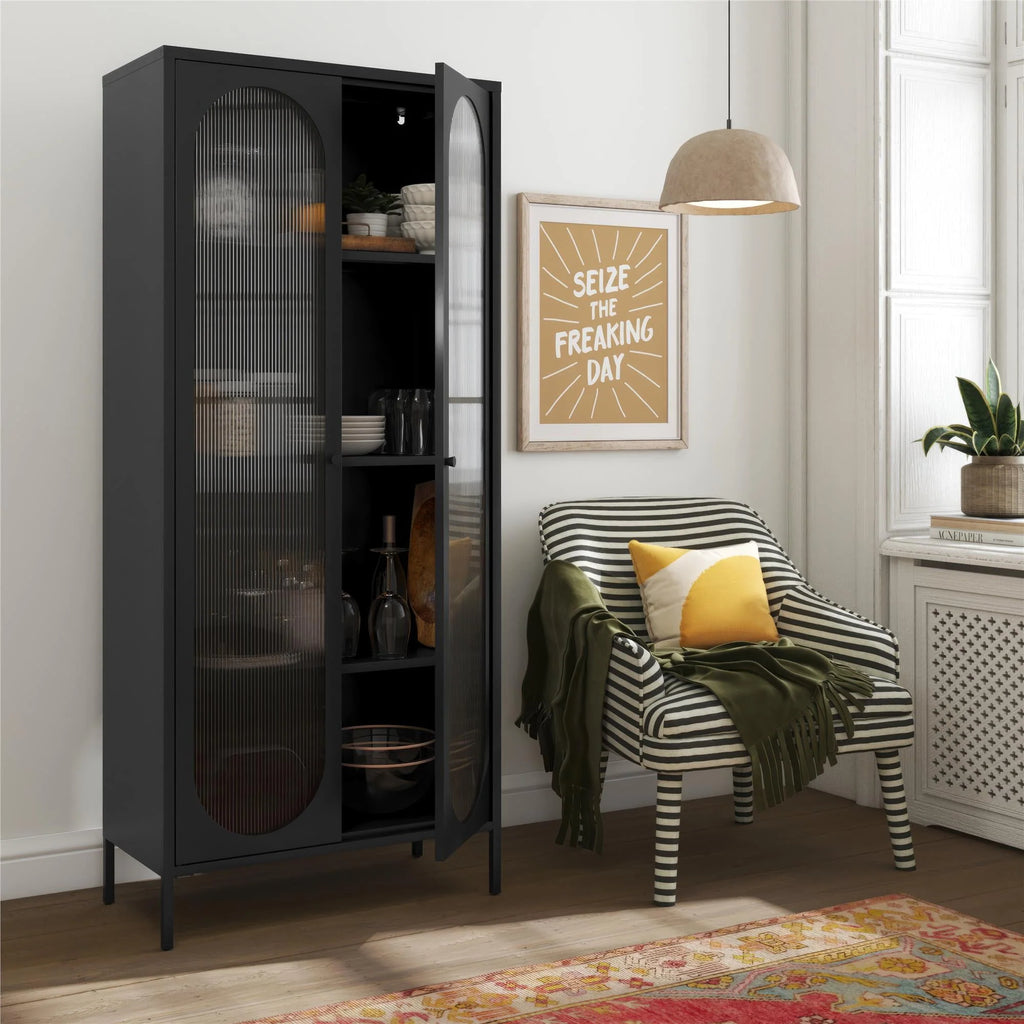 2-Door Accent Cabinet with Fluted Glass O58164
