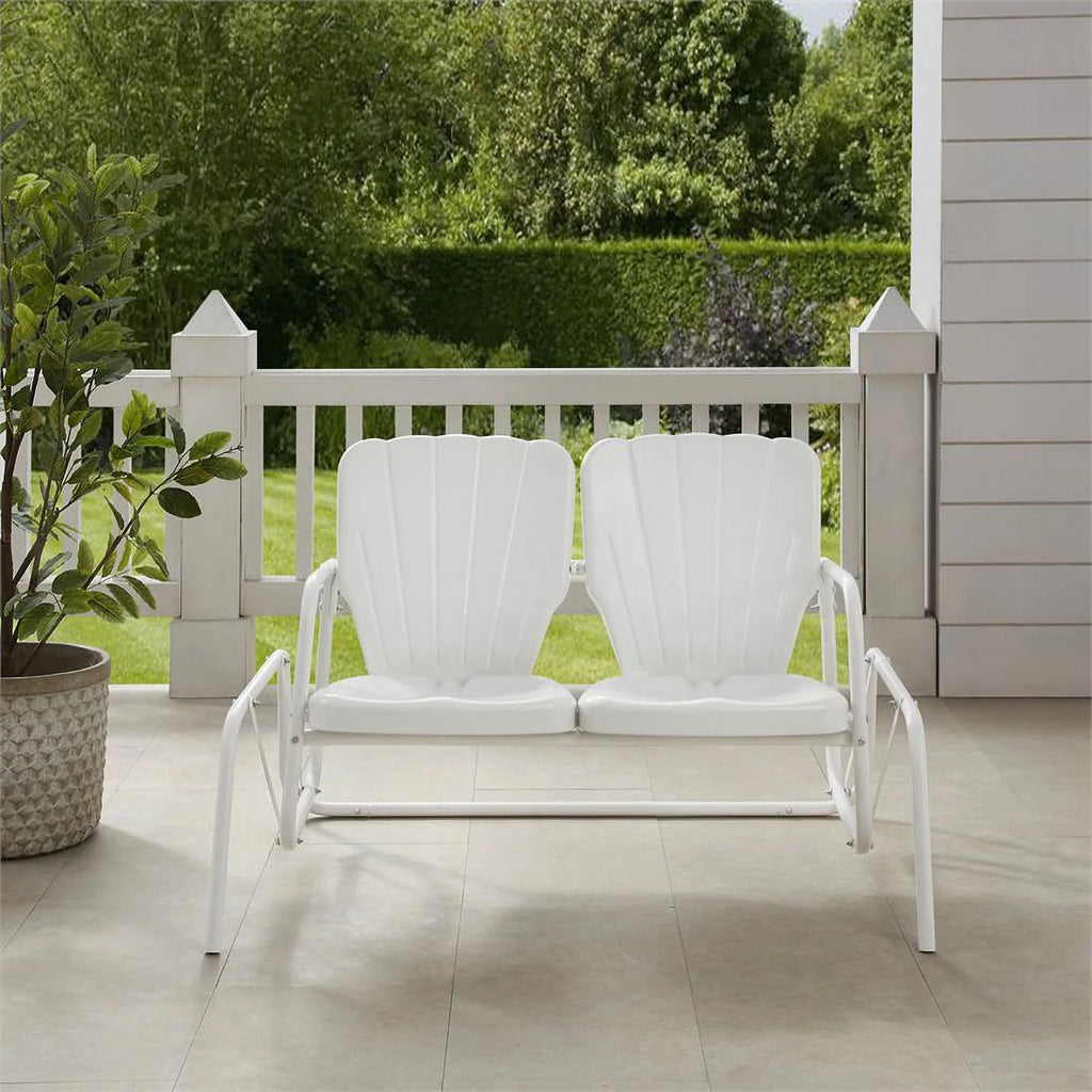 Metal Outdoor Loveseat Glider in White D834769