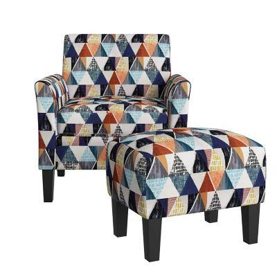 Black Geometric Arm Chair and Ottoman K9925