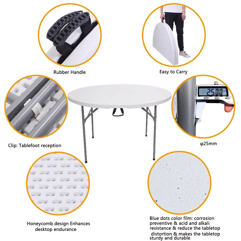 48" Round White Folding Plastic Table O541528