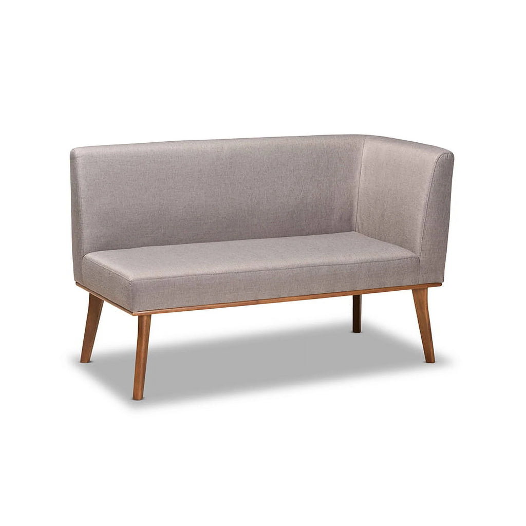 Grey Fabric Upholstered Walnut Brown Wood 3-Piece Dining Nook Set C208237