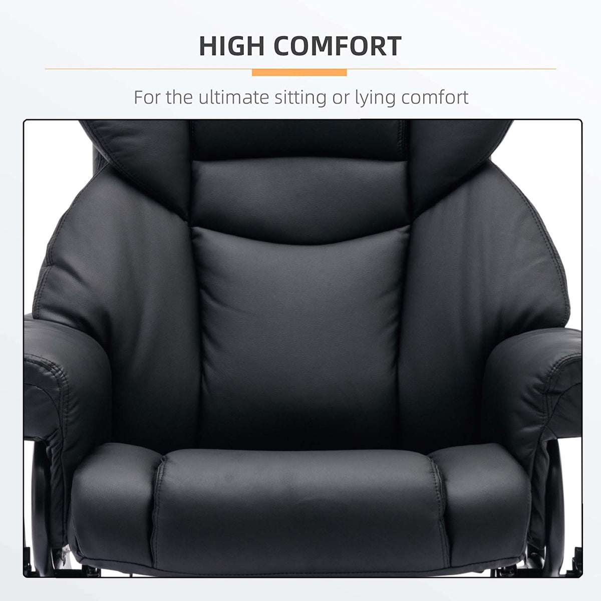 Black PU Massage Recliner Office Chair with Ottoman R1339