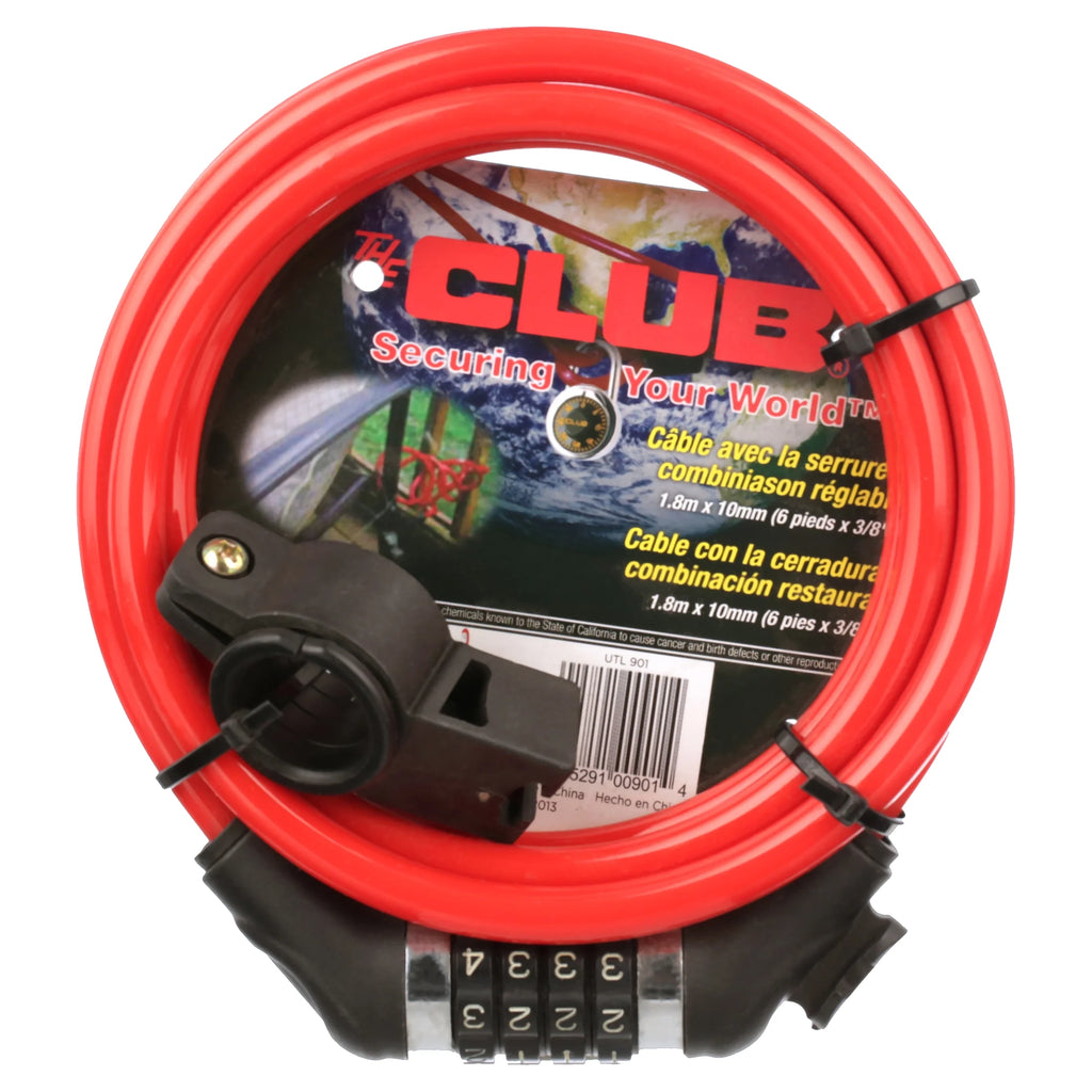 Red 6 Foot Resettable Cable Lock J3471