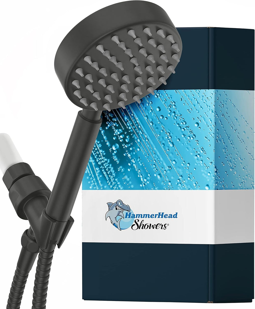 Matte Black Handheld Shower Head with Hose and Brass Holder F760