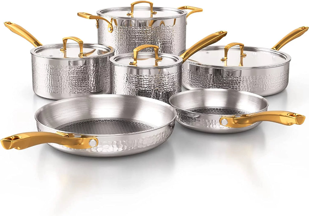 Tri-Ply Stainless Steel Hammered Cookware Set P888