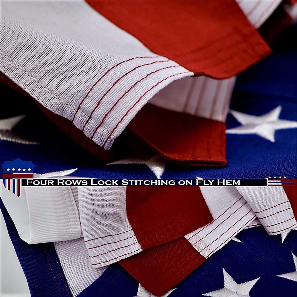 American Flag 4x6 Ft Heavy Duty Spun Polyester Embroidered Stars Sewn Stripes Brass Grommets T419