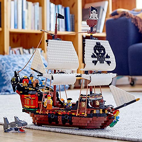 LEGO Creator 3 in 1 Pirate Ship Building Set, 4 Minifigures, Shark Toy, Ages 9+ W963312