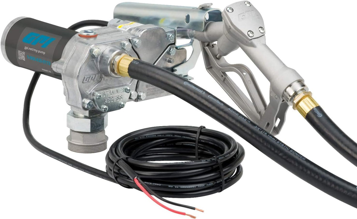 Fuel Transfer Pump with Automatic Shut-Off Nozzle, 15 GPM, 12' Hose P708