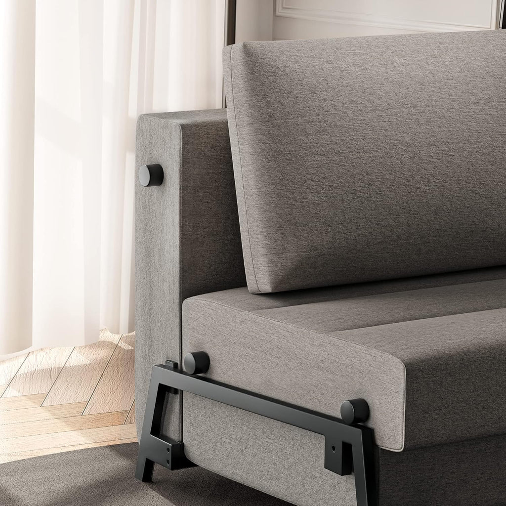 Light Gray Linen Convertible Sofa Bed R672469