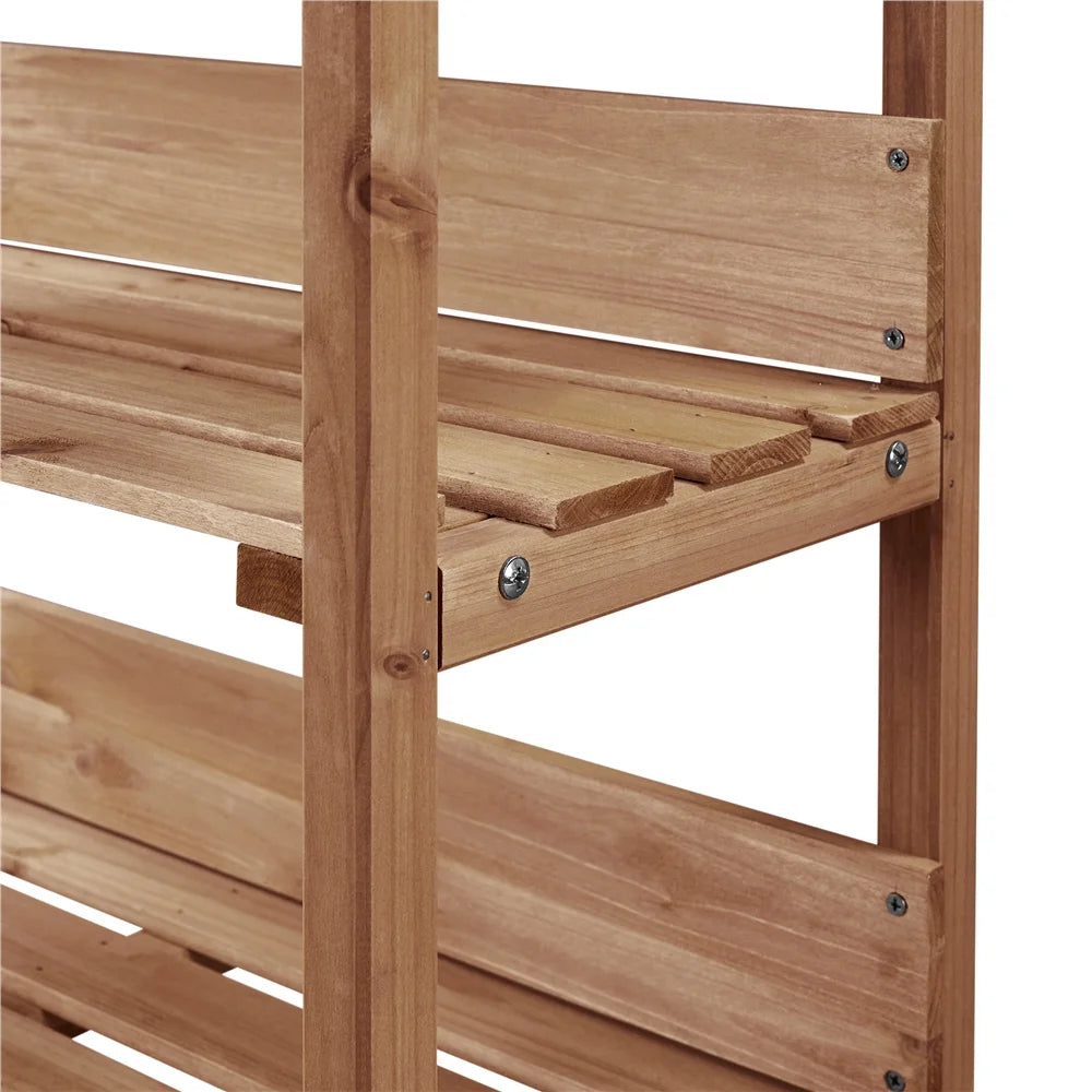 Brown Outdoor Potting Bench Table with Storage Shelf U472046