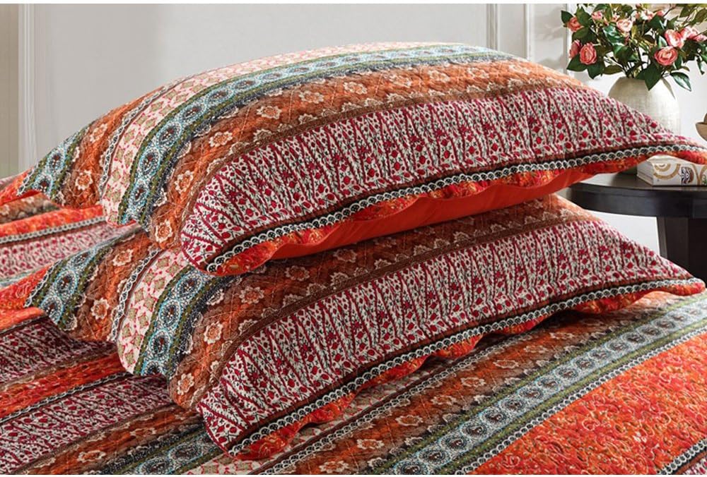 King Size Cotton Patchwork Bedspread Quilt Set L74154