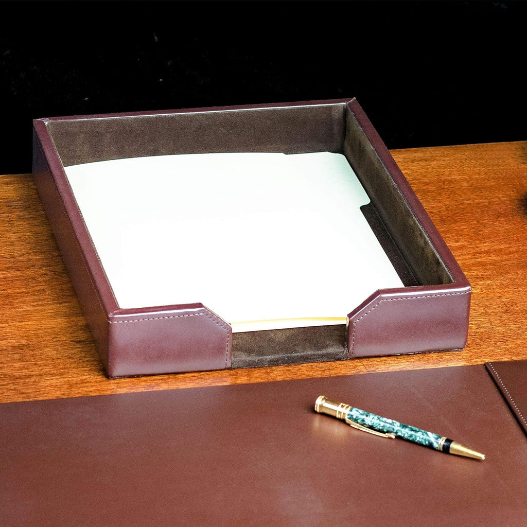 Dark Brown Bonded Leather Letter Tray Pack of 2 G32959
