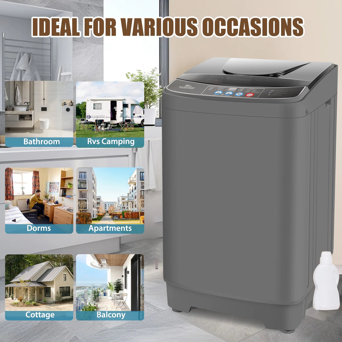 15.6lbs Fully Automatic Portable Washing Machine with LED Display O791862
