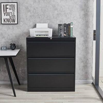 Black 3 Drawer File Cabinet W573
