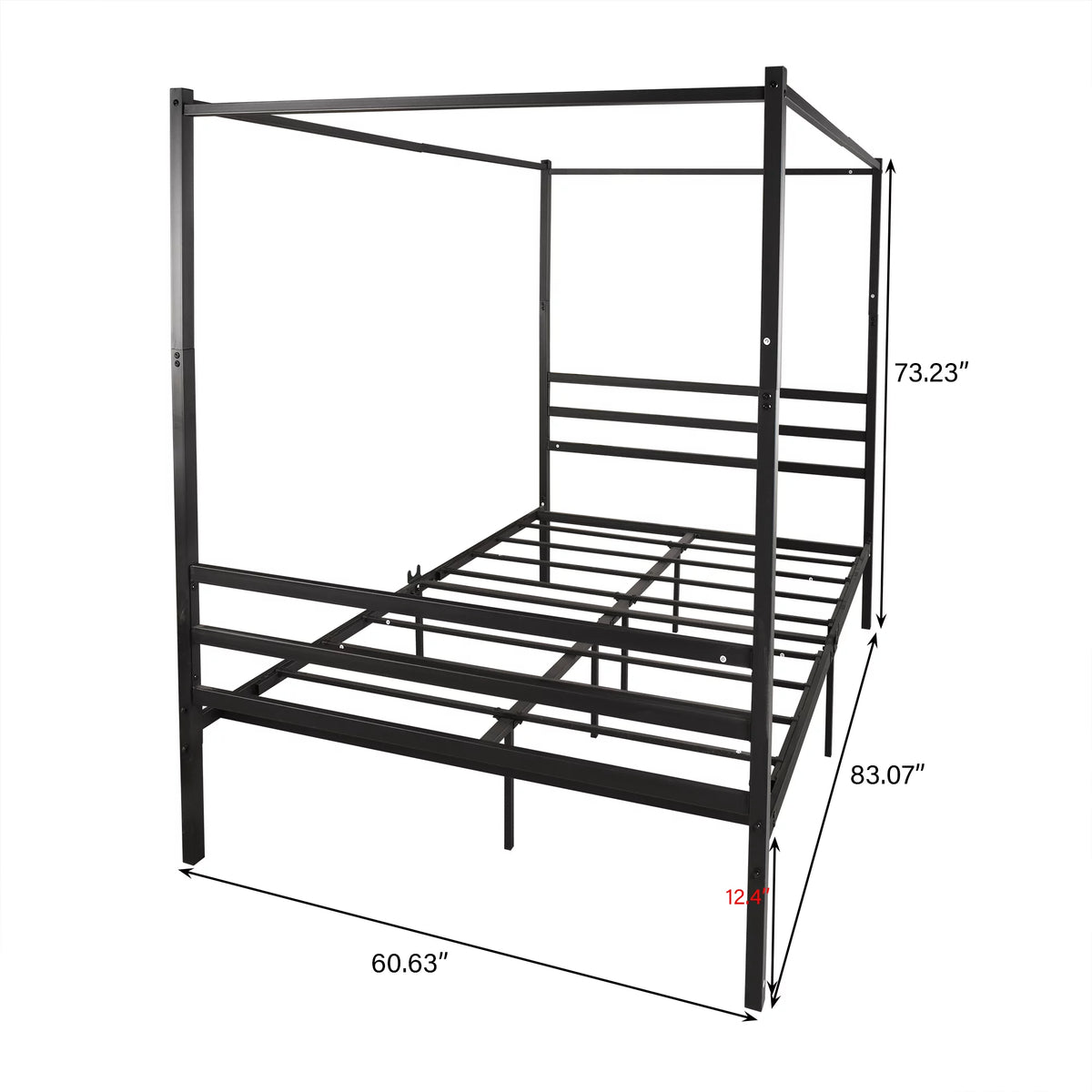 Black Queen Size Metal Platform Bed with Headboard U913154
