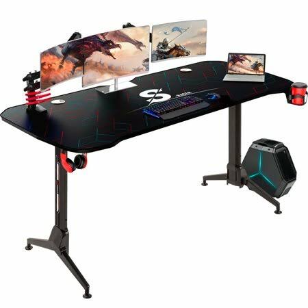 Black 63 inch Gaming Desk with Adjustable Height F7036