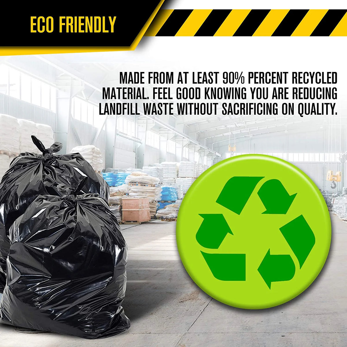 33 Gallon Heavy Duty Black Plastic Trash Bags with Ties 100 Pack V104549