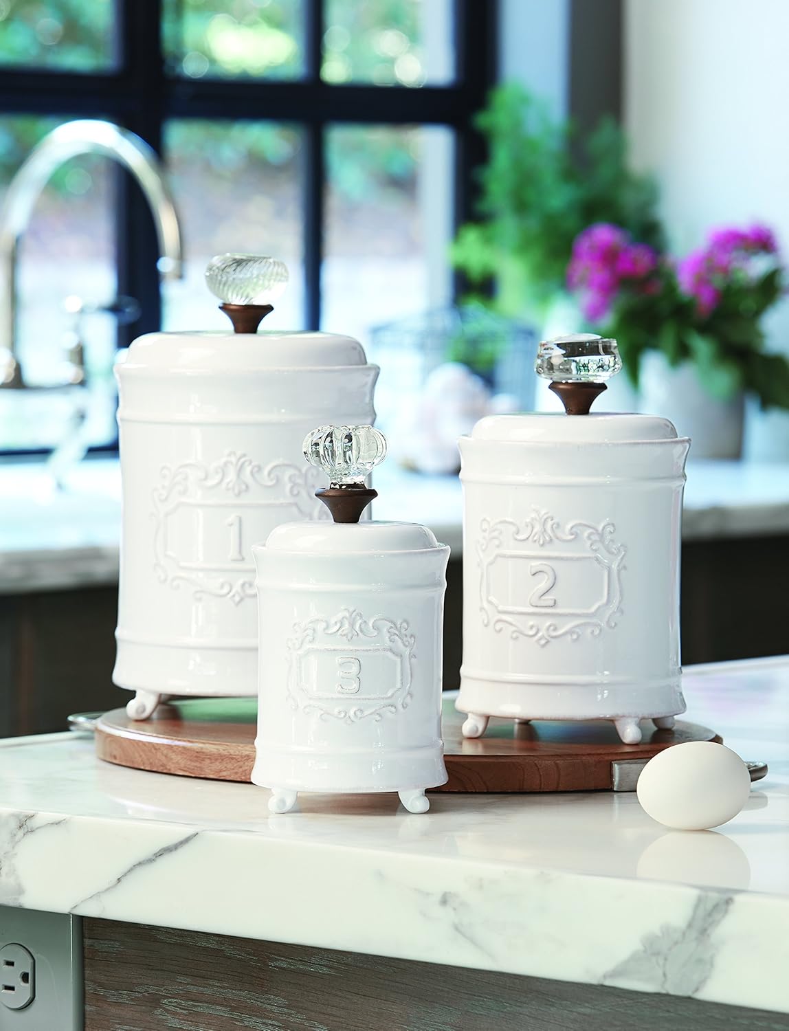 White Kitchen Canister Set of 3 C1083