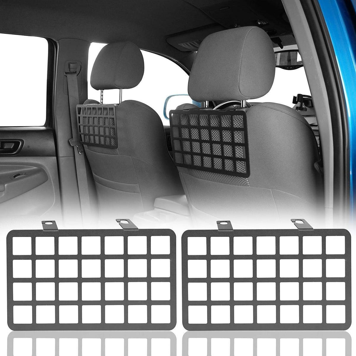 2PCS MOLLE Panel Seat Headrest Storage Metal Shelf for Toyota Tacoma 2005-2022 N6456