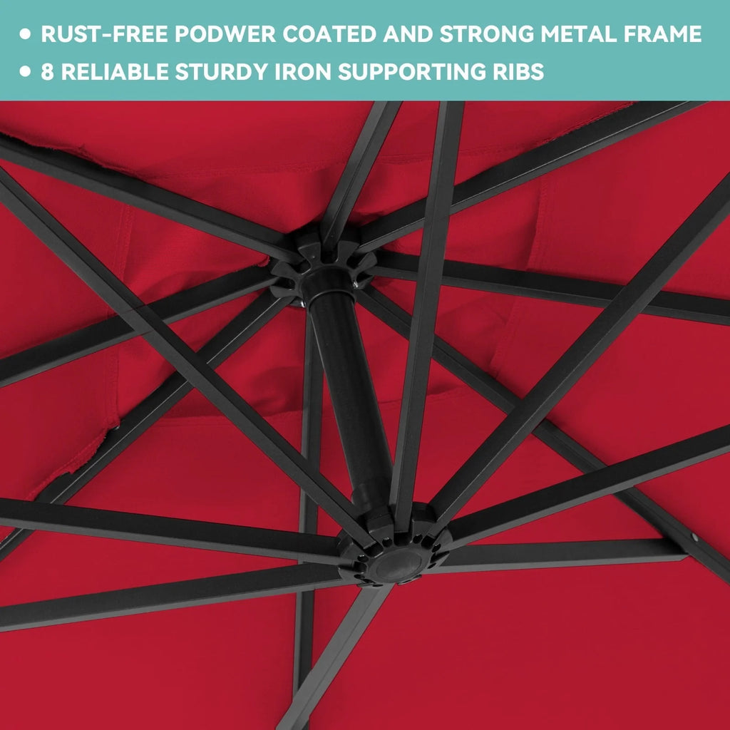 10ft Heavy Duty Offset Cantilever Patio Umbrella with 4-Piece Base W659907