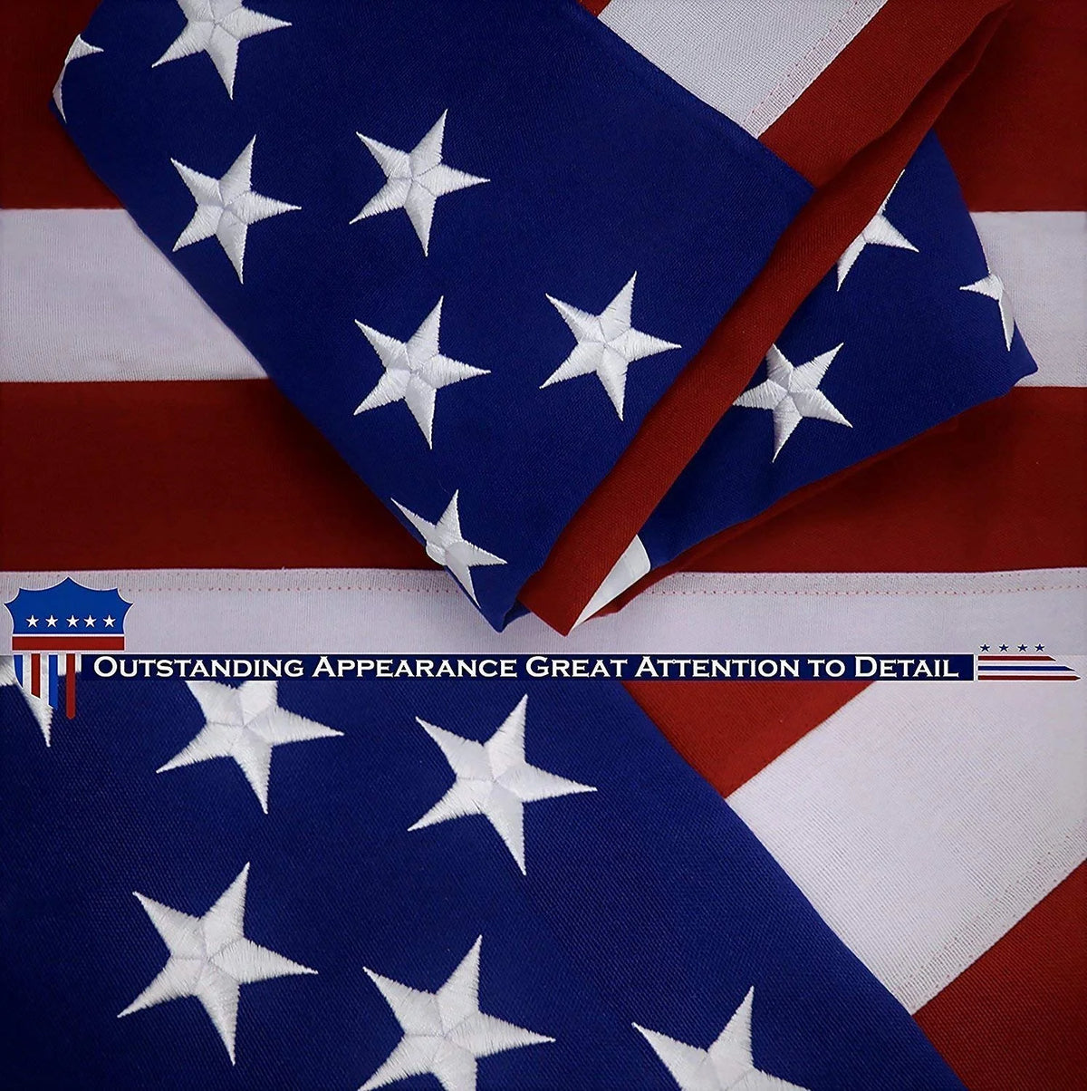 American Flag 4x6 Ft Heavy Duty Spun Polyester Embroidered Stars Sewn Stripes Brass Grommets T419