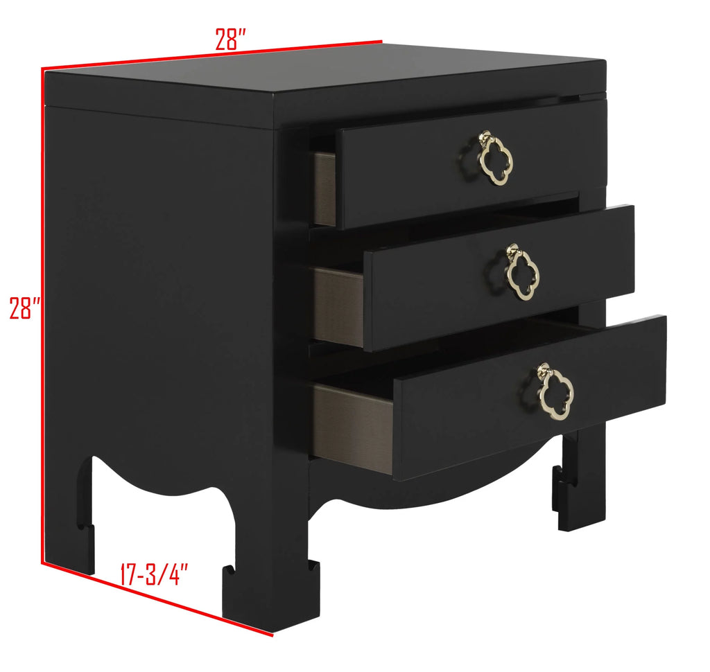 Black 3 Drawer Night Stand K783483