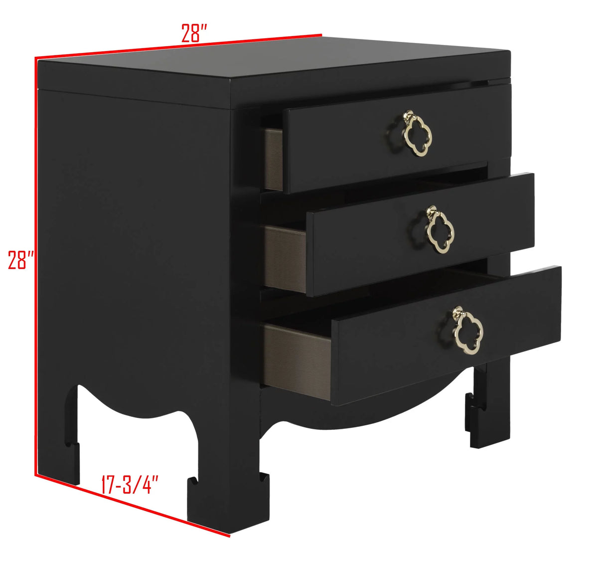 Black 3 Drawer Night Stand K783483
