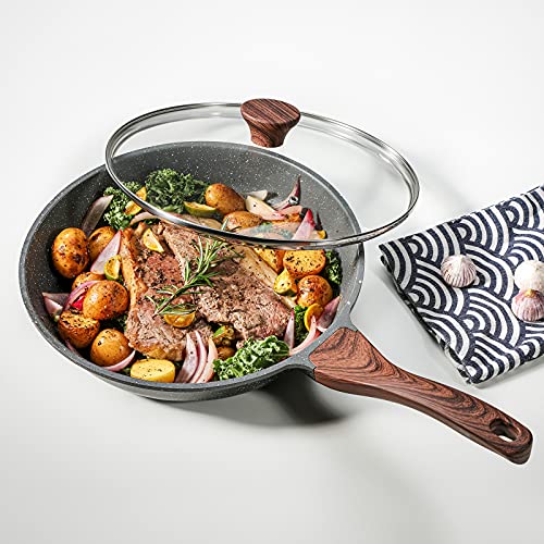 Nonstick Ceramic Frying Pan Skillet with Lid, 12.5 Inch U210