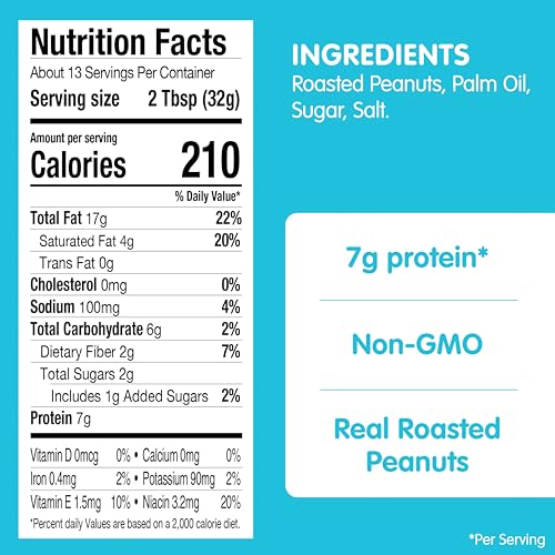 Natural Creamy Reduced Sugar and Sodium Peanut Butter, 15 Ounce (Pack of 12) K379648