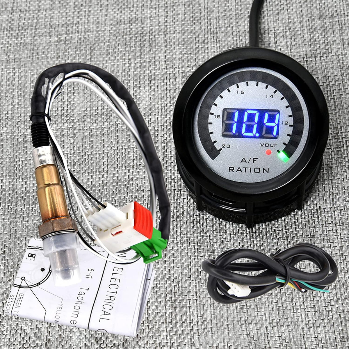 52mm LED Digital Air/Fuel Ratio Gauge with Narrowband O2 Oxygen Sensor Pack of 2 B4025