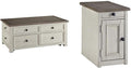 Two-Tone Lift Top Cocktail Table and Two-Tone Chair Side End Table B8128