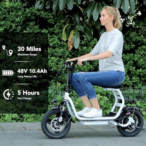 500W/800W/1200W Electric Scooter with Seat, 14" Fat Tire, Foldable Electric Scooter E80927